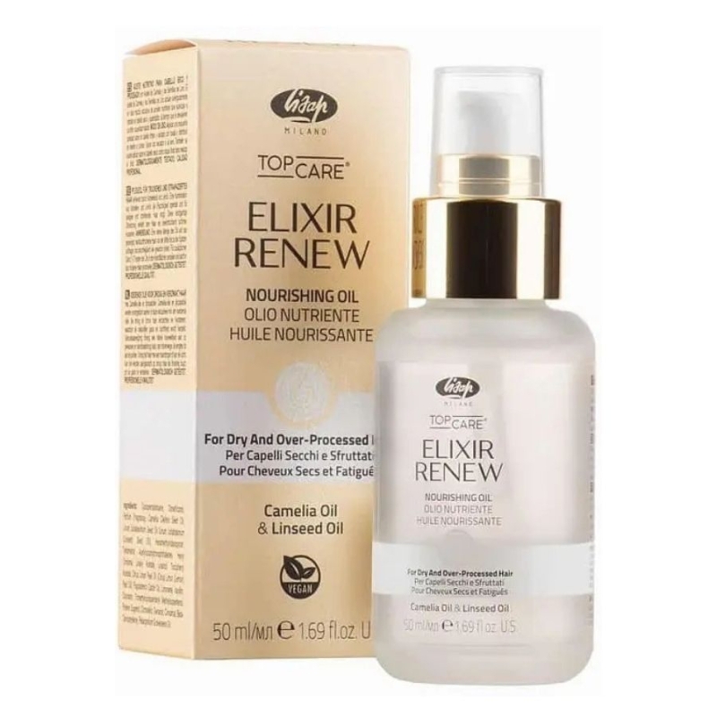 Луксозно подхранващо олио за суха и увредена коса с Camellia Oil и Linseed Oil Lisap Elixir Renew – Nourishing Hair Oil 50 ml — 2