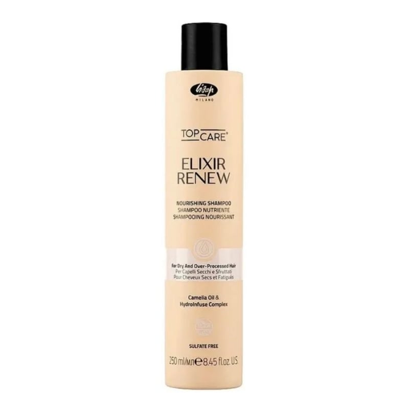 Подхранващ шампоан за суха и увредена коса с Camellia Oil и HydroInfuse Complex Lisap Elixir Renew Nourishing Hair Shampoo 250 ml