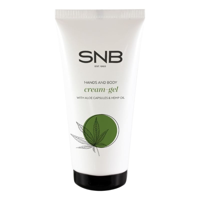 Крем-гел за ръце и тяло със сфери Алое Вера и конопено масло SNB Aloe Vera & Hemp Oil Cream Gel Hands & Body