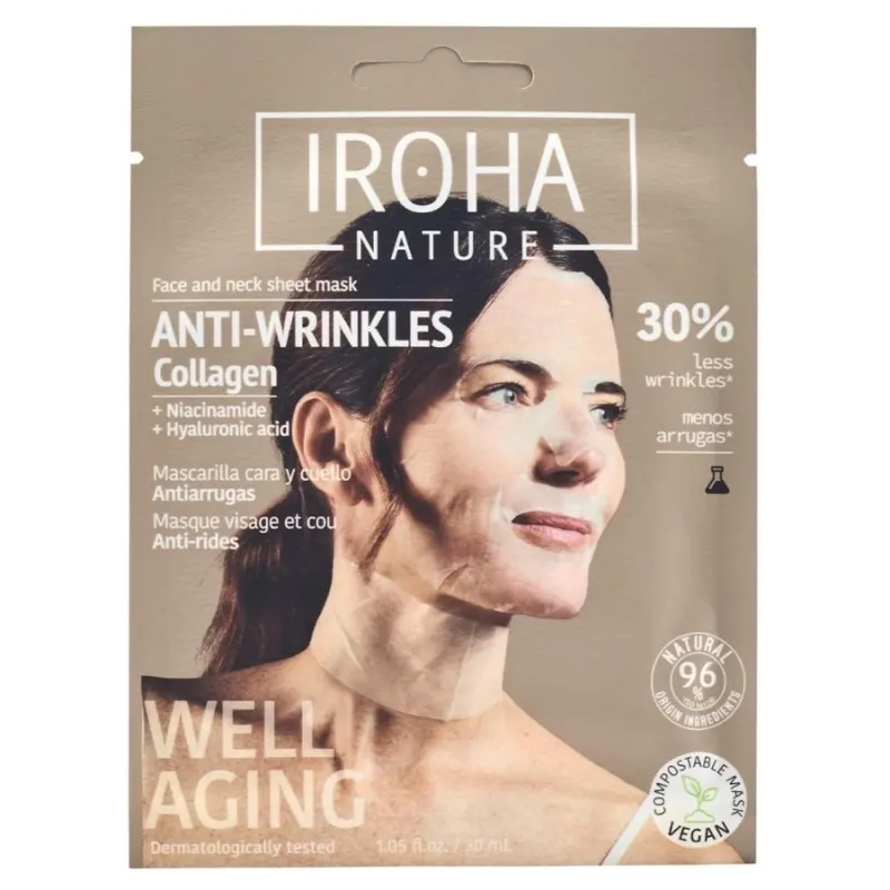 Антиейдж маска за лице и шия с Колаген Iroha Anti-Age Face & Neck Sheet Mask - Collagen