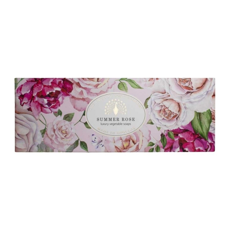 Комплект луксозни сапуни в кутия с Роза The English Soap Company Summer Rose Soap 3x100g — 4
