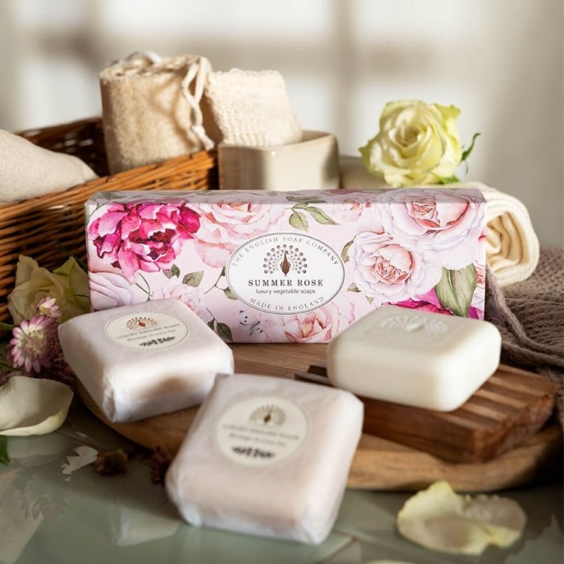Комплект луксозни сапуни в кутия с Роза The English Soap Company Summer Rose Soap 3x100g — 5