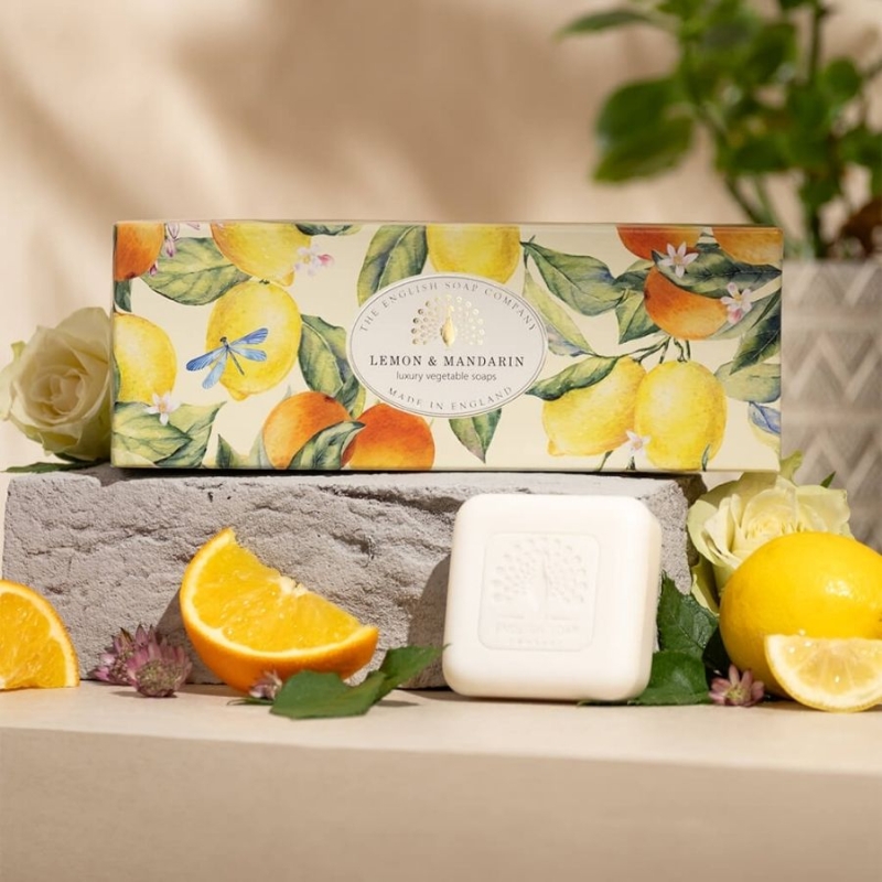 Комплект луксозни сапуни в кутия с Лимон и Мандарина The English Soap Company Lemon & Mandarine Soap 3x100g — 4