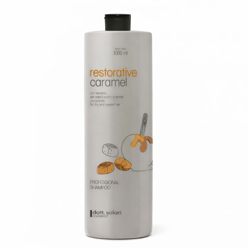 Възстановяващ шампоан с кератин и колаген за суха и третирана коса Dott Solari Professional Restorative Caramel Shampoo 1000 ml