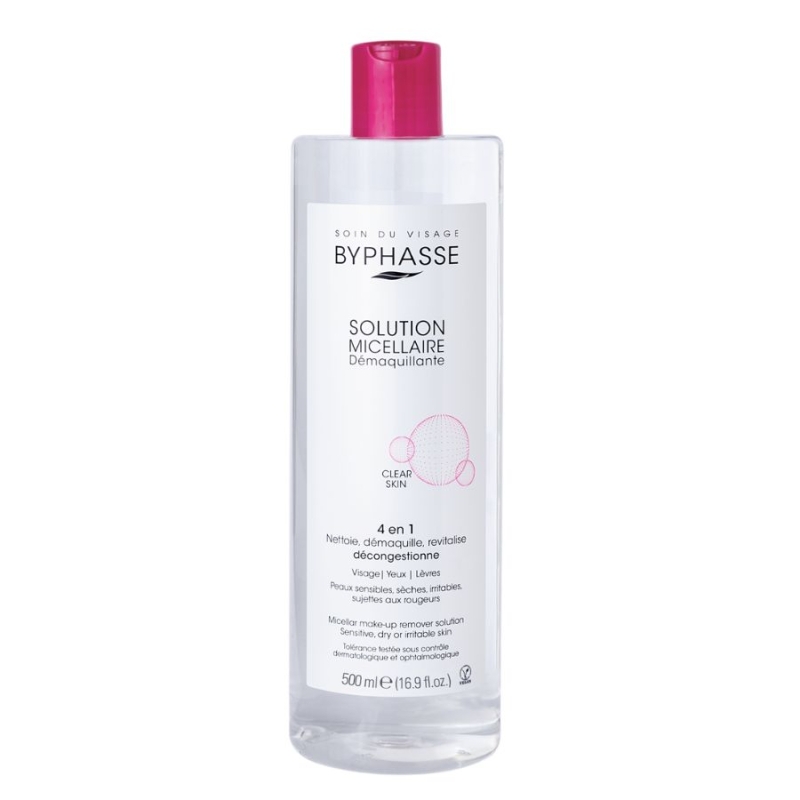Мицеларна вода за суха и чувствителна кожа Byphasse Micellar Make-Up Remover Solution 500ml