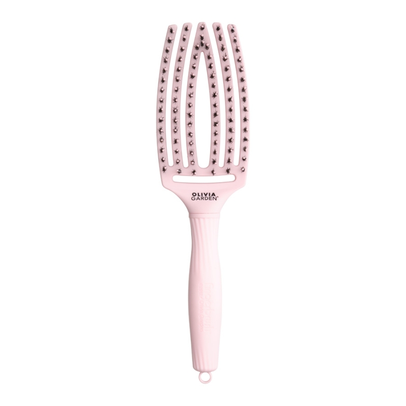 Четка за разресване с глигански косъм и полимерни лакна Olivia Garden Fingerbrush Combo Pastel Pink M