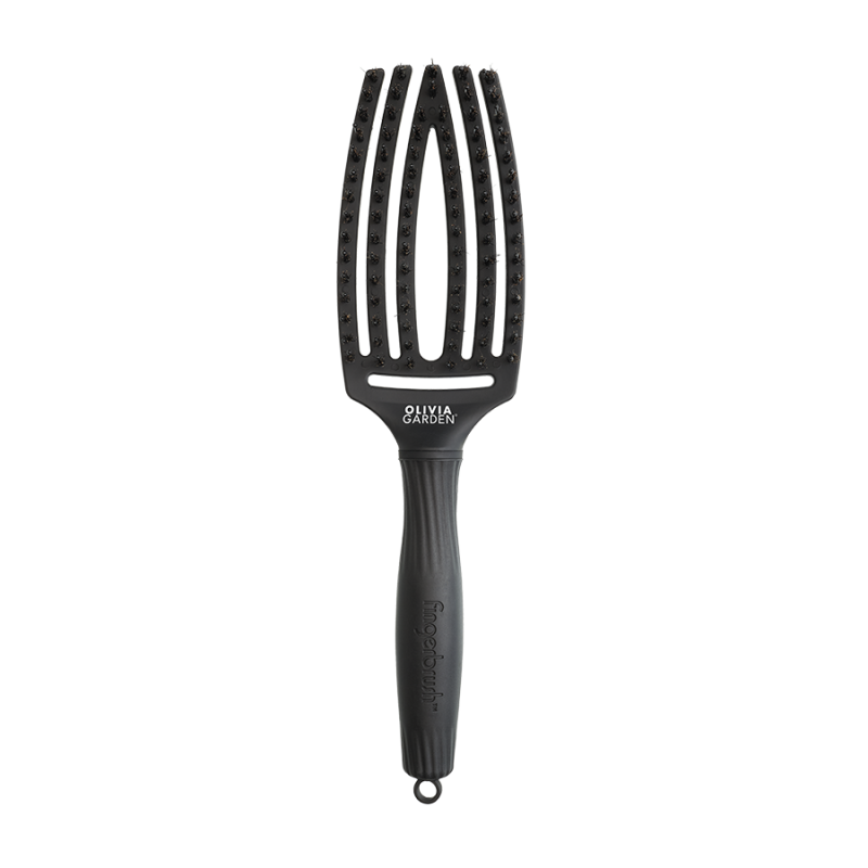 Четка за разресване с глигански косъм и полимерни лакна Olivia Garden Fingerbrush Care Iconic Combo Full Black M