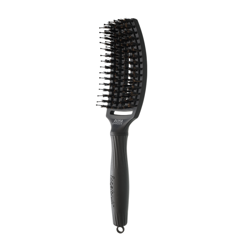 Четка за разресване с глигански косъм и полимерни лакна Olivia Garden Fingerbrush Care Iconic Combo Full Black M — 3