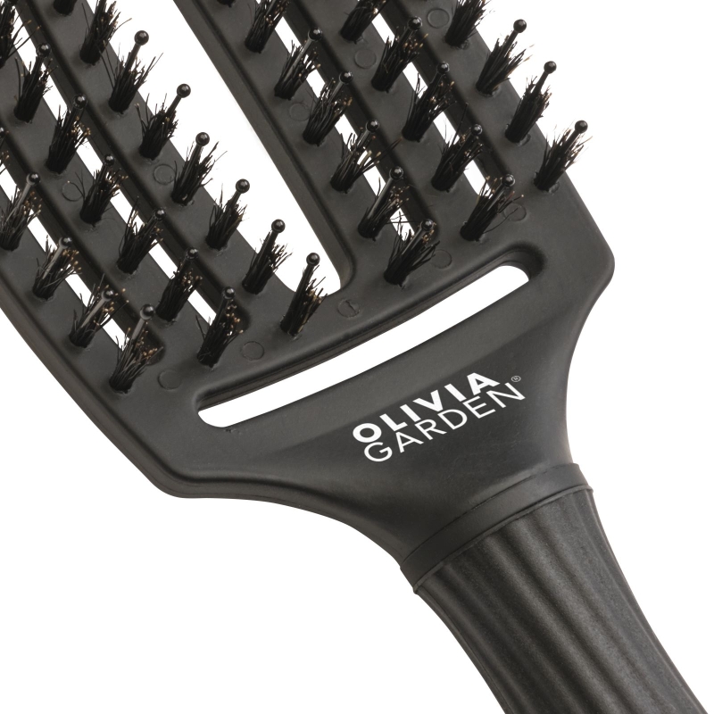 Четка за разресване с глигански косъм и полимерни лакна Olivia Garden Fingerbrush Care Iconic Combo Full Black M — 4