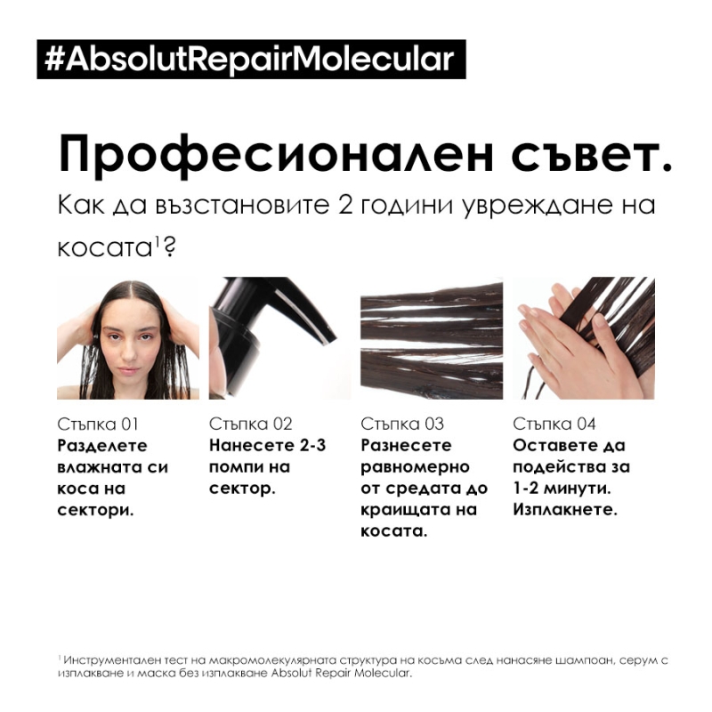 Базова рутина за възстановяване на увредена коса Loreal Professionnel Absolut Repair Molecular Duo Set — 7