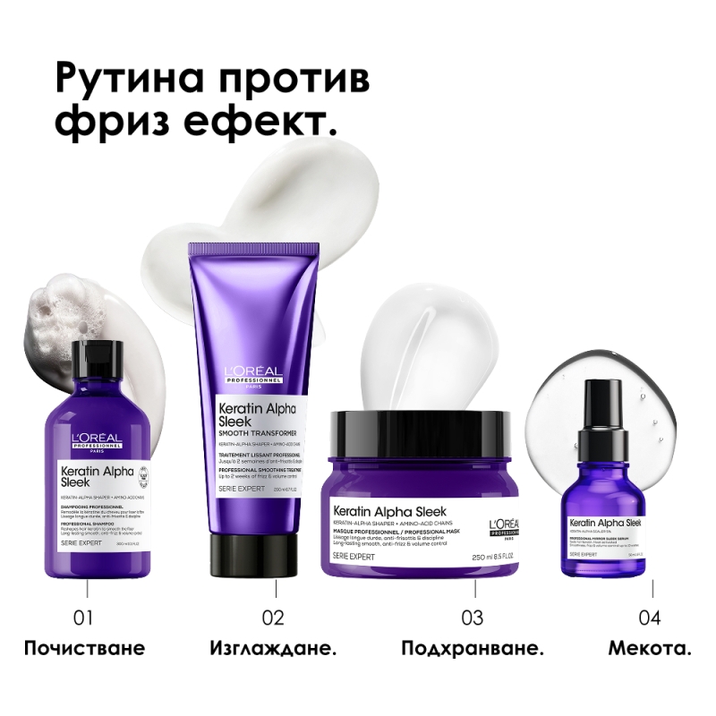 Изглаждаща маска за коса Loreal Professionnel Keratin Alpha Sleek Mask 200 ml — 3