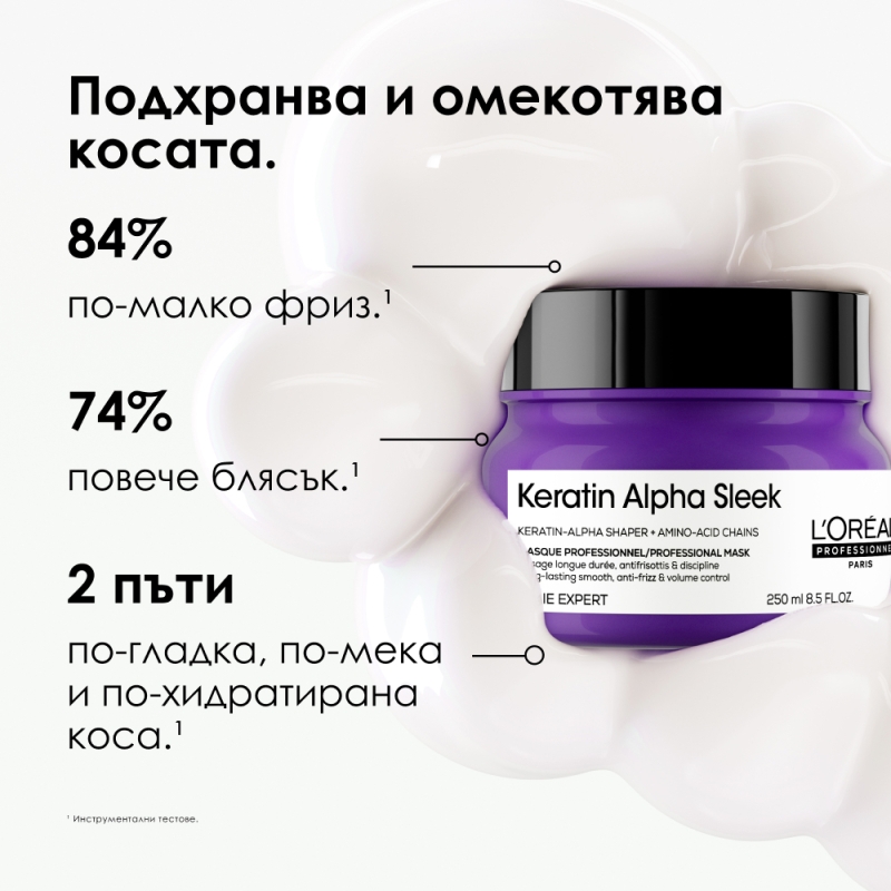 Изглаждаща маска за коса Loreal Professionnel Keratin Alpha Sleek Mask 200 ml — 5
