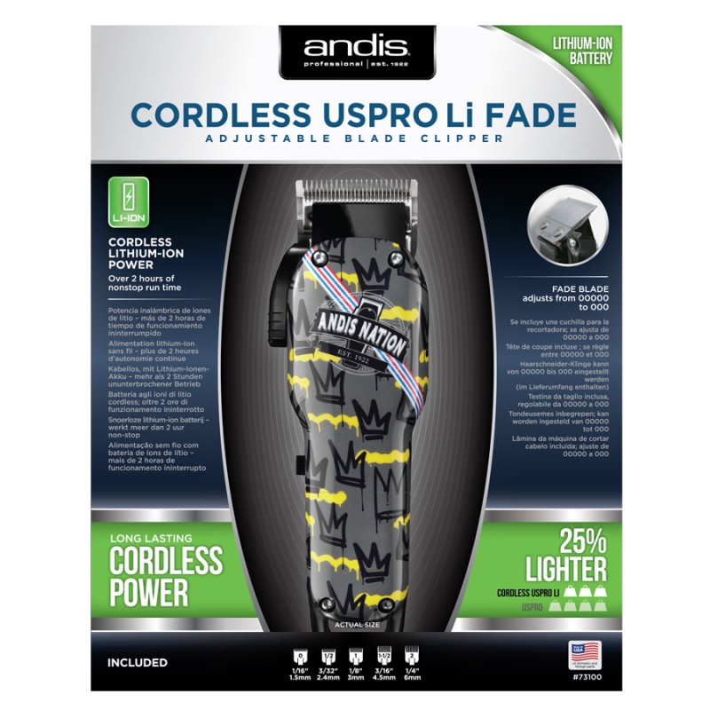 Професионална безжична машинка за fade и плътна коса Andis USPRO Li Fade — 2
