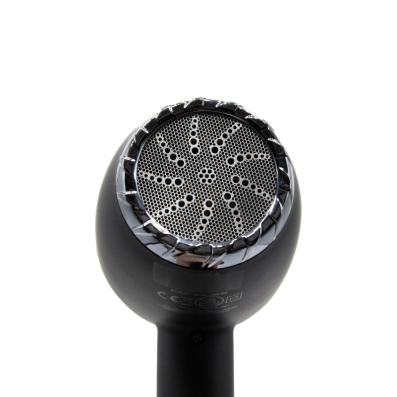 Професионален сешоар за коса с 2200W AC Turbo мотор, йонен генератор и LED индикатор Corioliss Flow Power Black Chrome — 5