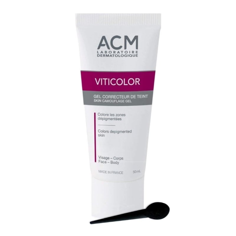 Камуфлажен гел за витилиго и депигментирани зони с DHA и Erythrulose ACM Viticolor Complexion Correcting Gel 50 ml — 3
