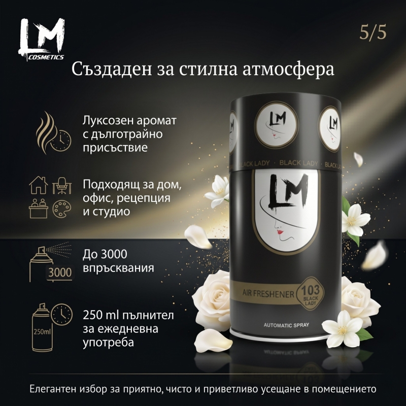 Освежител за въздух LM BLACK LADY 250ml 103 ( пълнител за електронен ароматизатор ) — 6