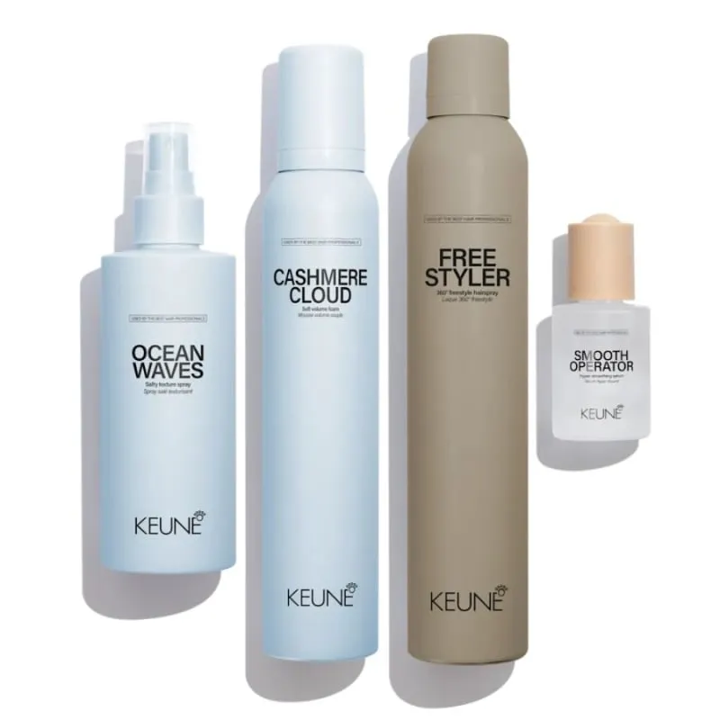 Комплект за небрежни плажни вълни с обем и блясък Keune Style Undone Waves Bundle – 4 продукта