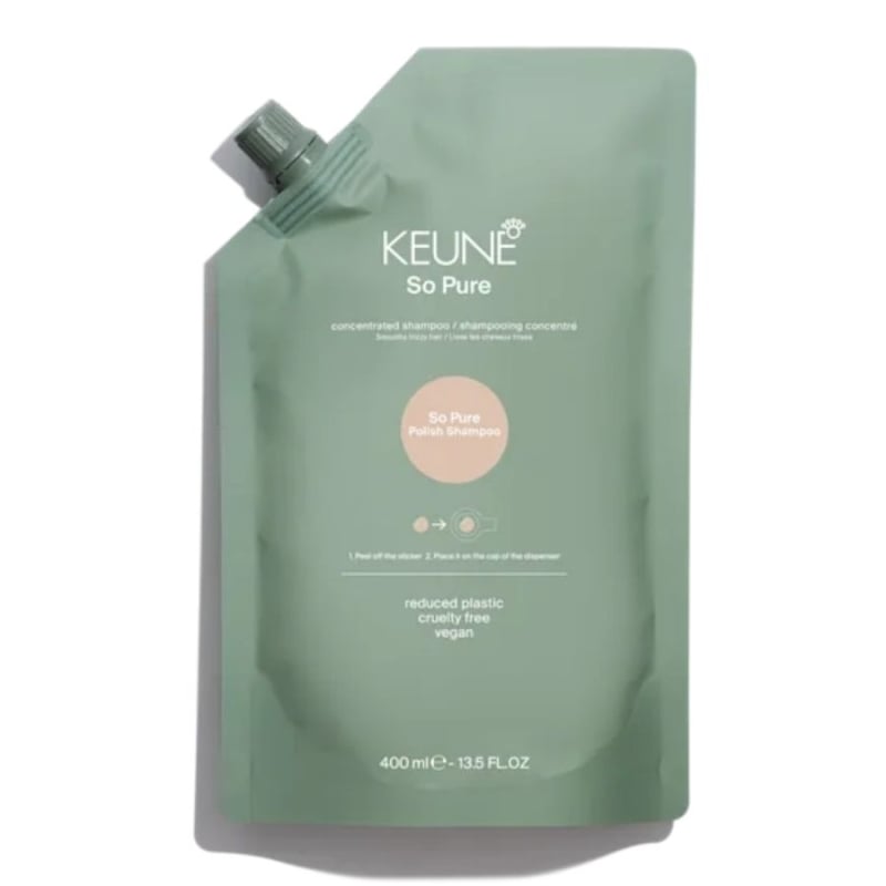 Изглаждащ шампоан против фриз за гладка и блестяща коса Keune So Pure Polish Shampoo Refill 400 ml