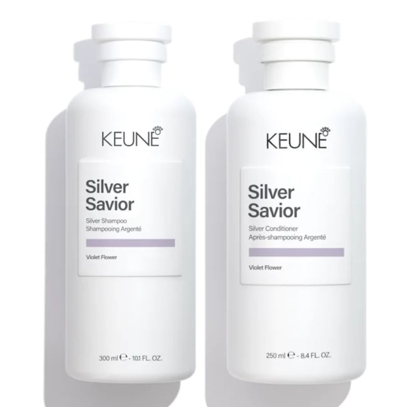 Комплект лилав шампоан и балсам против жълти оттенъци Keune Care Silver Savior 300 ml + 250 ml