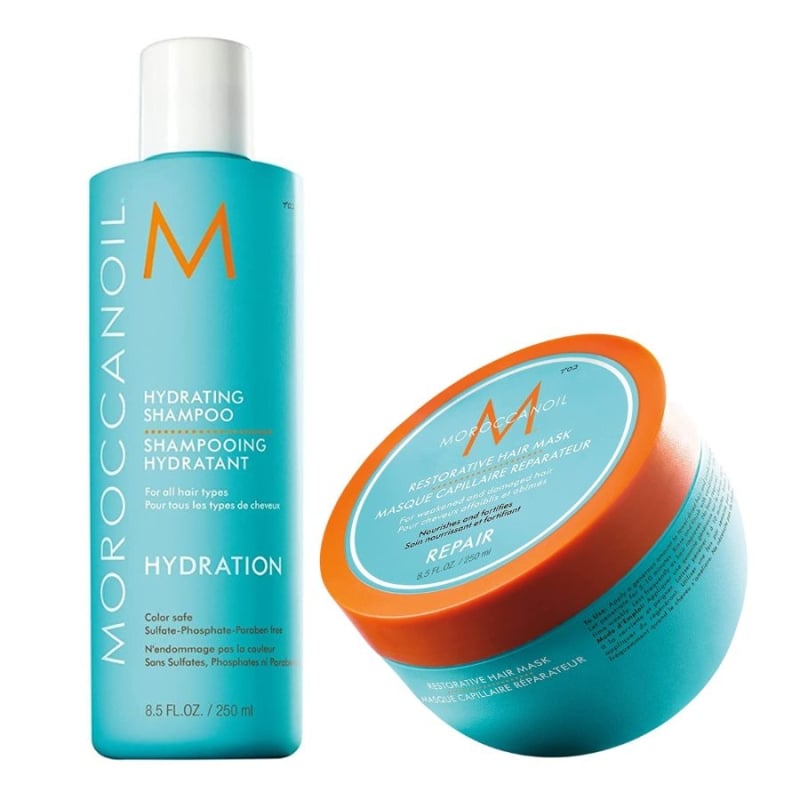 Комплект хидратиращ шампоан и възстановяваща маска за увредена коса Moroccanoil Hydrating Shampoo 250 ml + Restorative Hair Mask 250 ml — 2