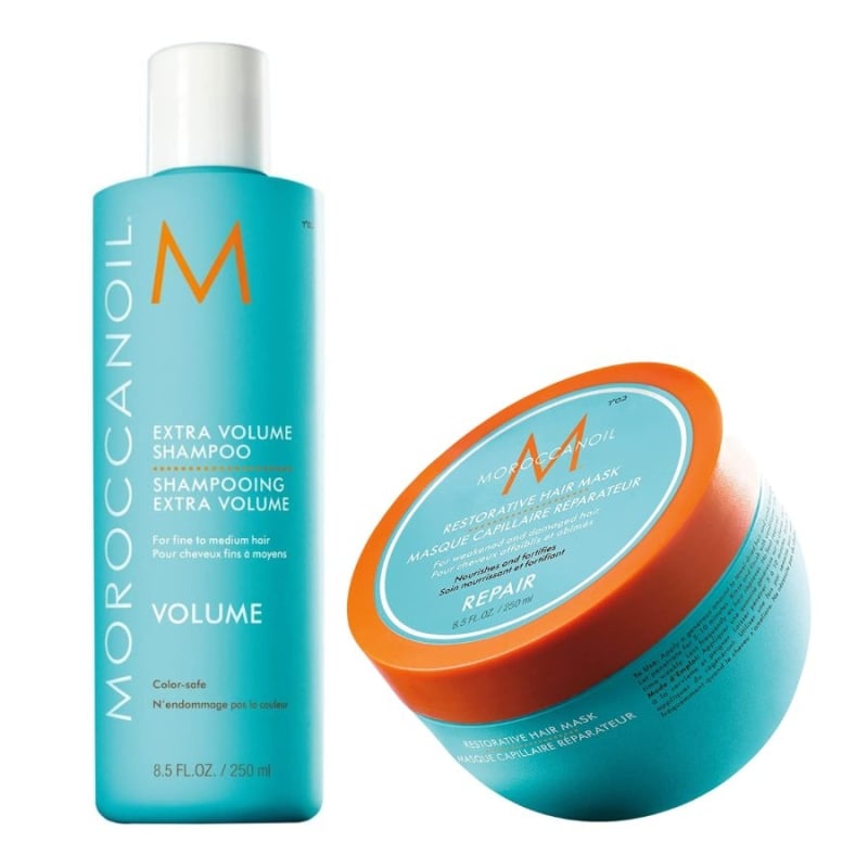 Комплект шампоан за обем и възстановяваща маска за фина и увредена коса Moroccanoil Extra Volume Shampoo 250 ml + Restorative Hair Mask 250 ml — 2